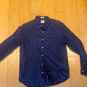 J. Crew Dark Blue Patterned Button-Down Shirt